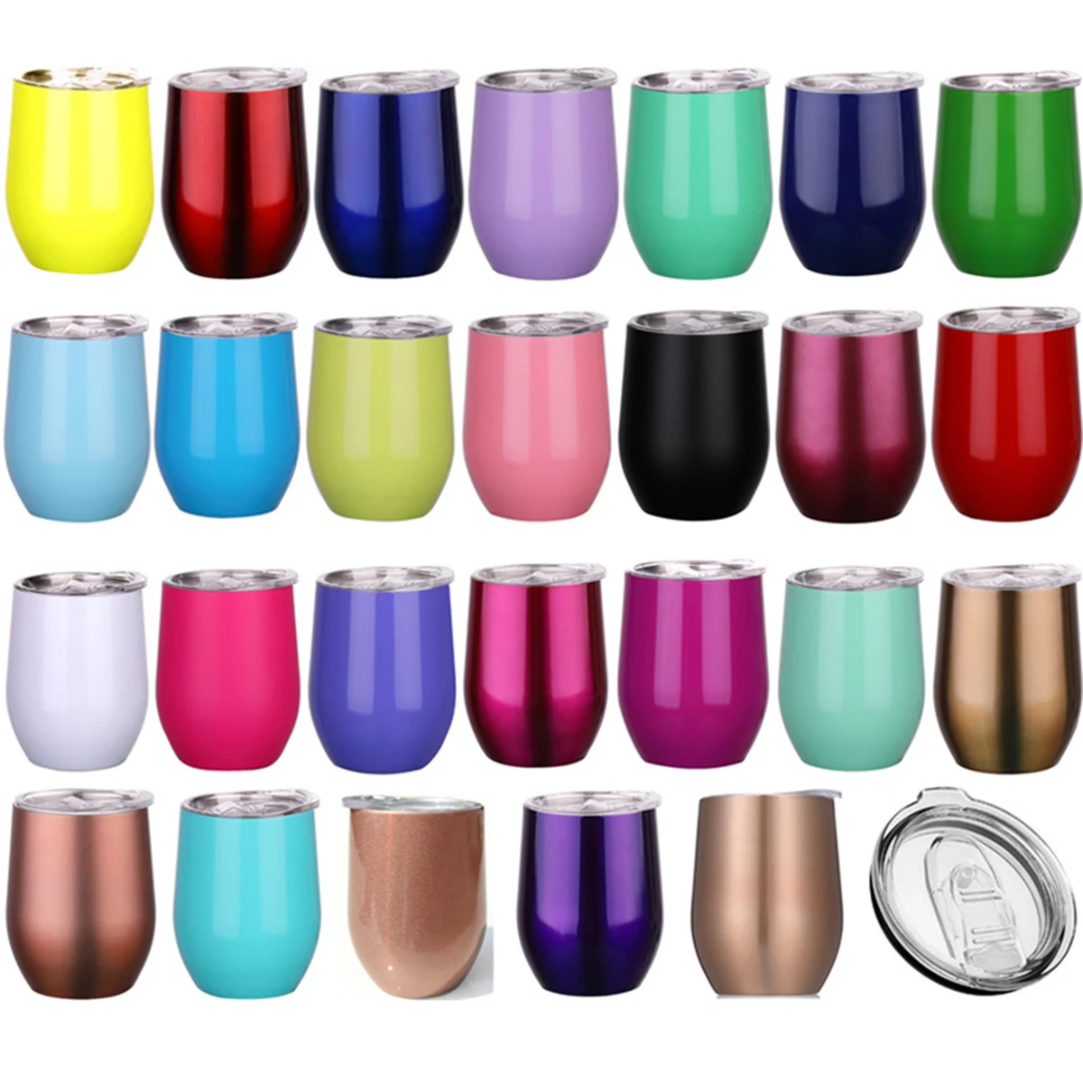 12 oz Stainless Steel Wine Tumbler with Lids 1