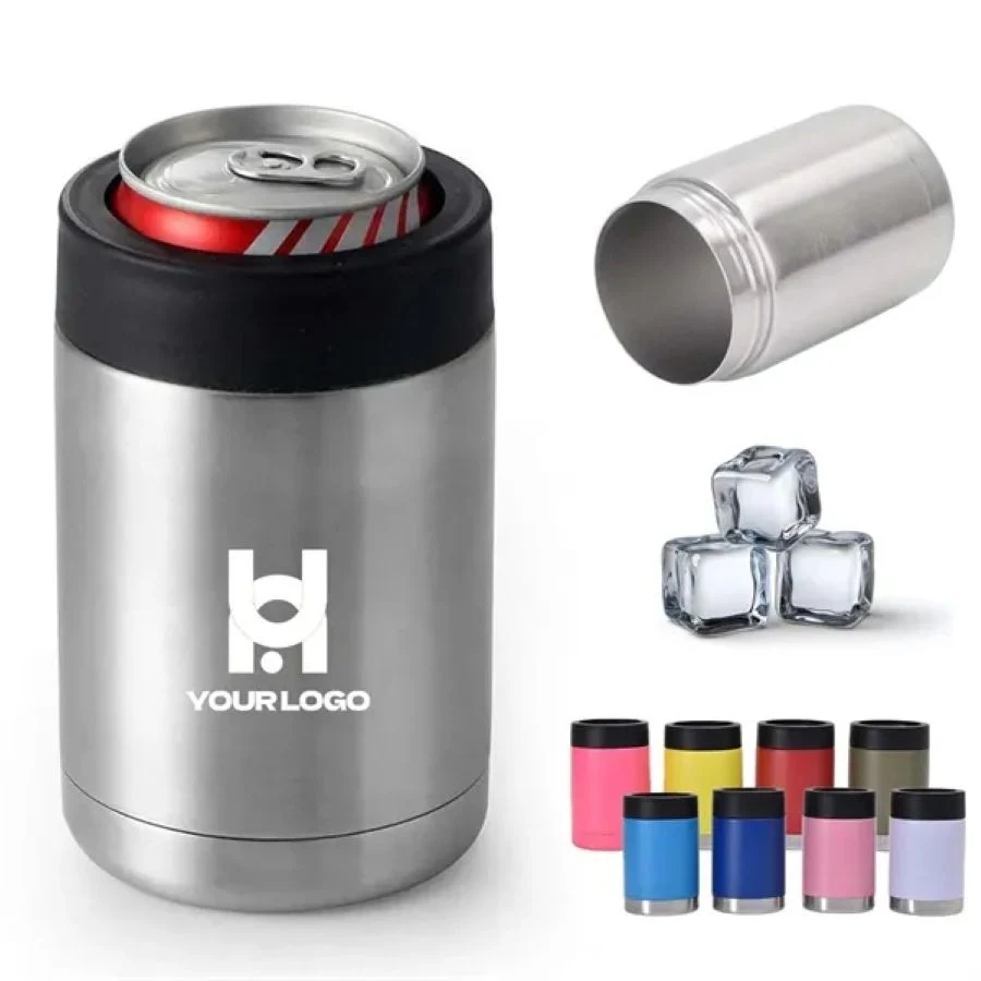 12oz double wall can cooler stainless steel vacuum insulated 1