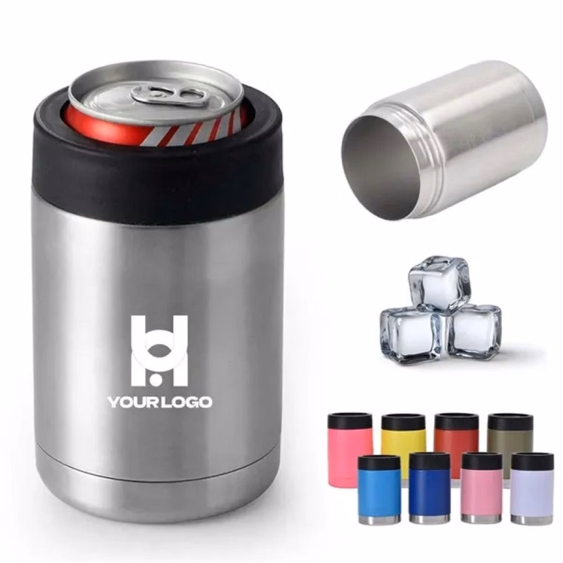 12oz double wall can cooler stainless steel vacuum insulated