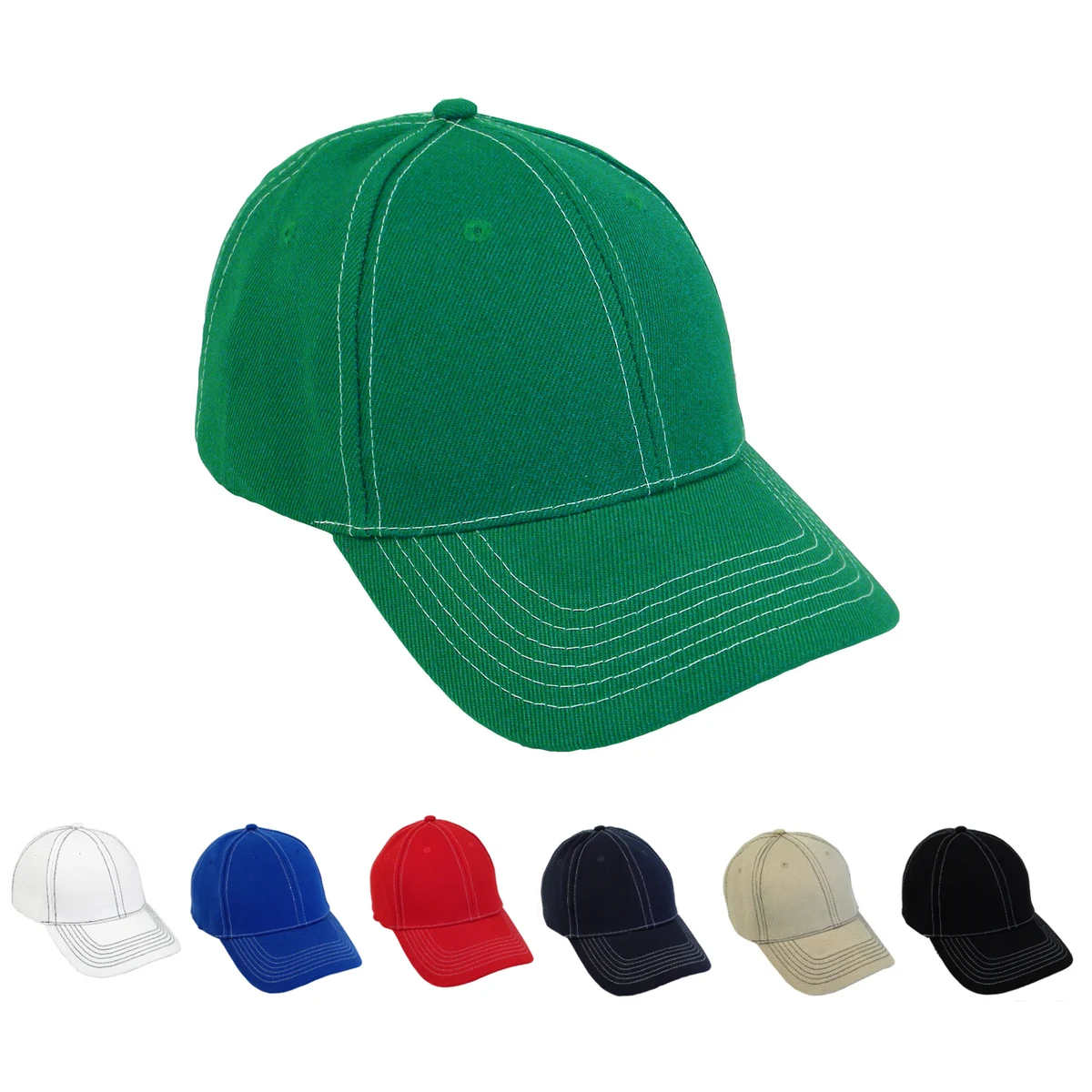 Contrast Stitch Cotton Baseball Cap 1