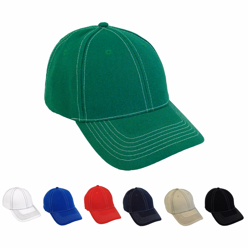 Contrast Stitch Cotton Baseball Cap