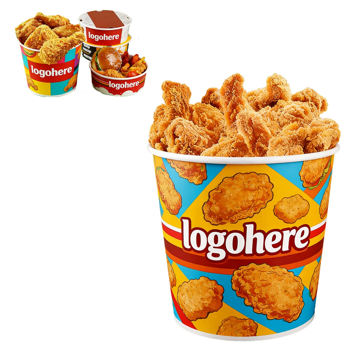 85 oz Greaseproof Fried Chicken Packaging Pails 1
