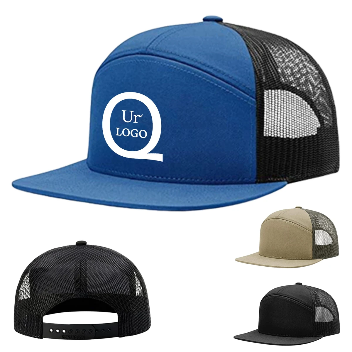 Cotton Flat Brim Mesh Baseball Cap 1
