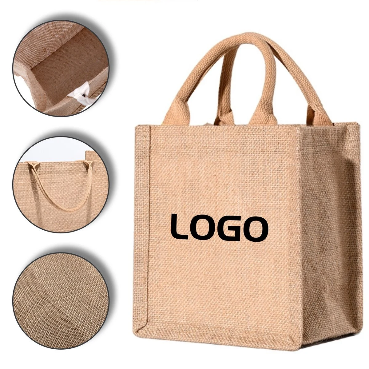 Eco-Friendly Jute Shopping Bag, Padded Cotton Handles 1