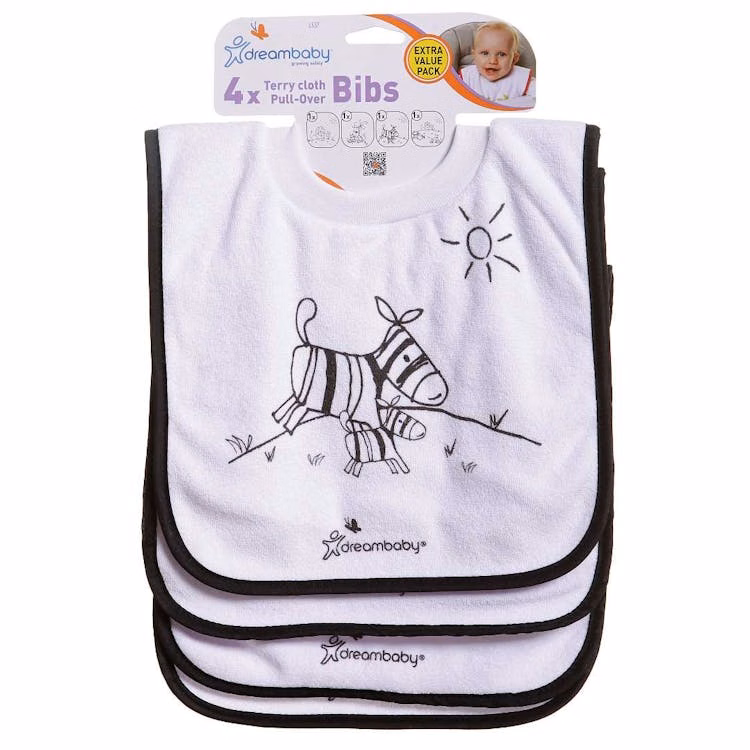 Terry Cloth Pullover Baby Bibs - Black & White Super Absorbent 4 Pack