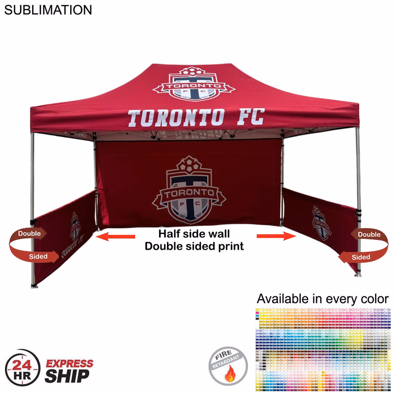 24Hr Express Ship - Half Side Wall for 10x15 Tent Kit, Sublimated, Double Sided Print