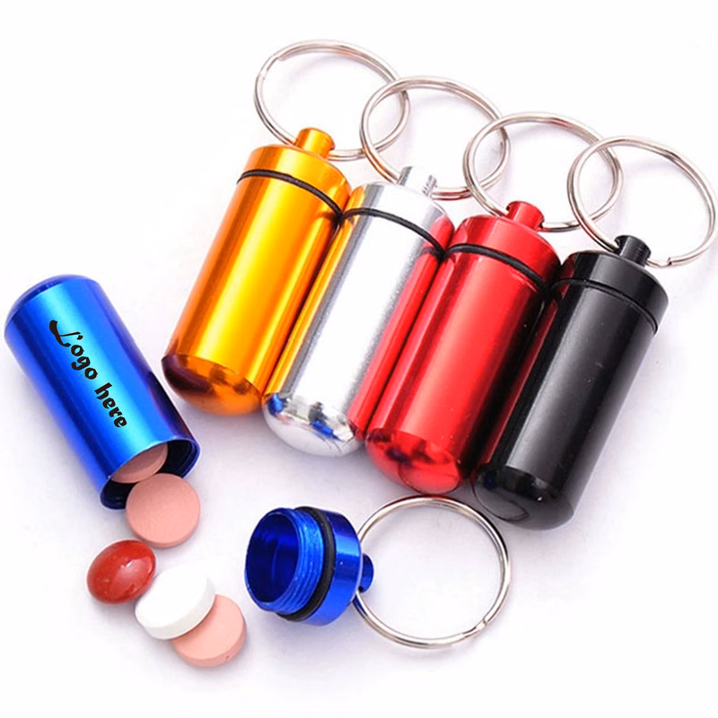 Aluminum Keychain Pendant Outdoor Mini Sealed Waterproof Pill Can