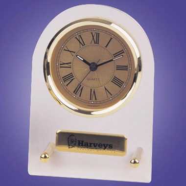 BRASS GOLD FACE CLOCK W/ ACRYLIC BACKING