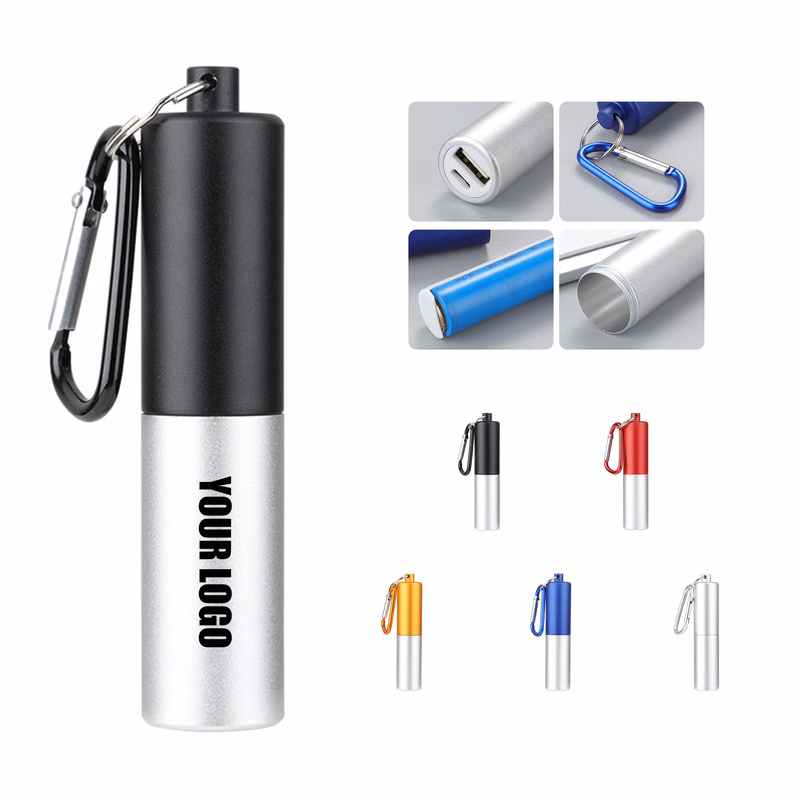 Mini Power Bank With Carabiner 2600 mAh 1.18" Diameter x 3.43" Height