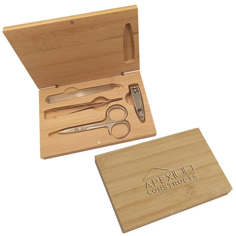 4 Piece Manicure Set In Bamboo Case 1