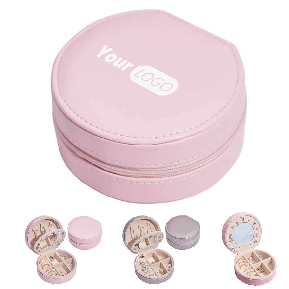 Portable Double-Layer Round Jewelry Box 1