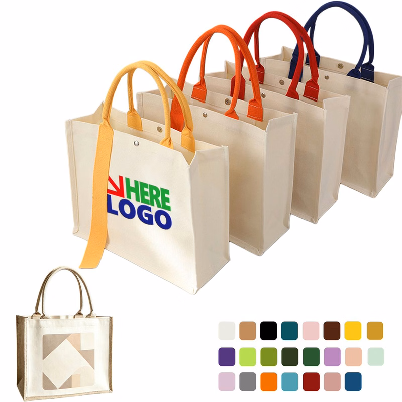 Poly-Cotton Laminated Tote Bag with Ribbon Handles