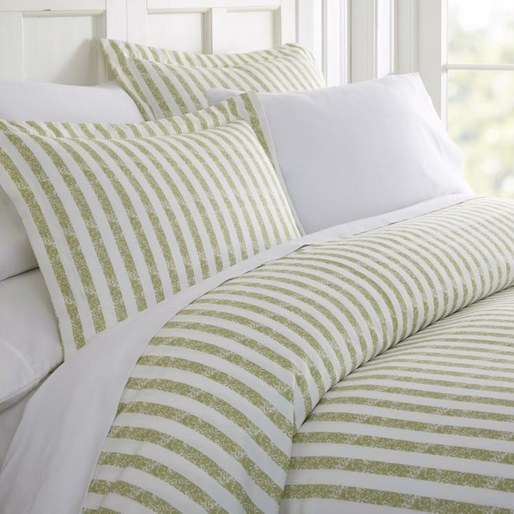 Duvet Cover Sets - Sage Stripe Twin 2 Piece