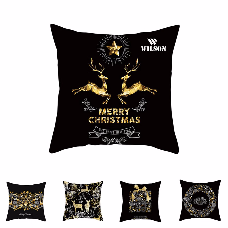 Gold Printed Christmas Pillow