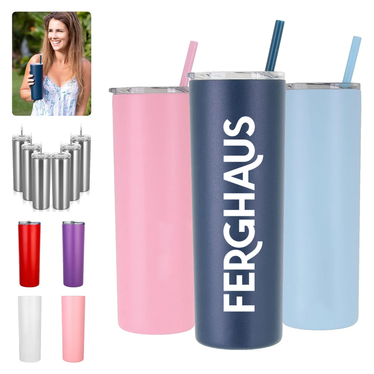 20 oz Stainless Steel Skinny Tumbler Personalized 1