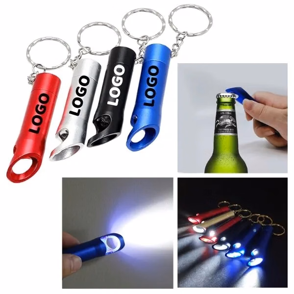 LED Flashlight Mini Pocket Keychain with Small Bottle Opener