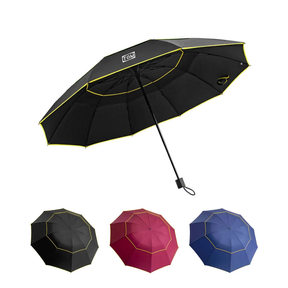 Large Three Fold Double Layered Golf Folding Umbrella 1