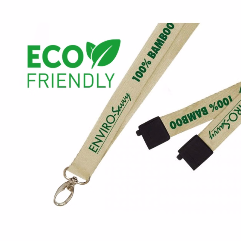 Eco-friendly Bamboo Biodegradable Lanyard w/ Safety Breakaway