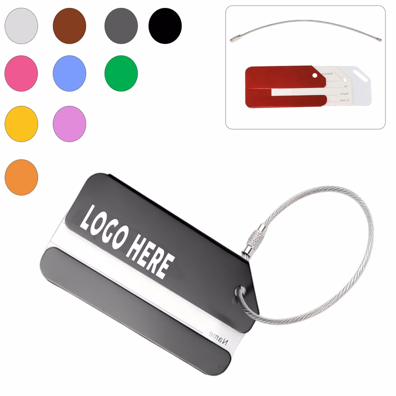 Travel Aluminum Baggage ID Tag with Steel Wire Strap