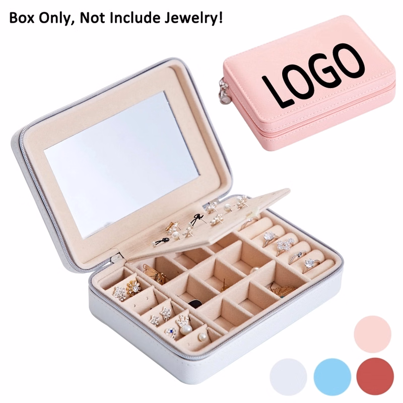Portable Travel Jewelry Organizer Box with Mirror / Hook