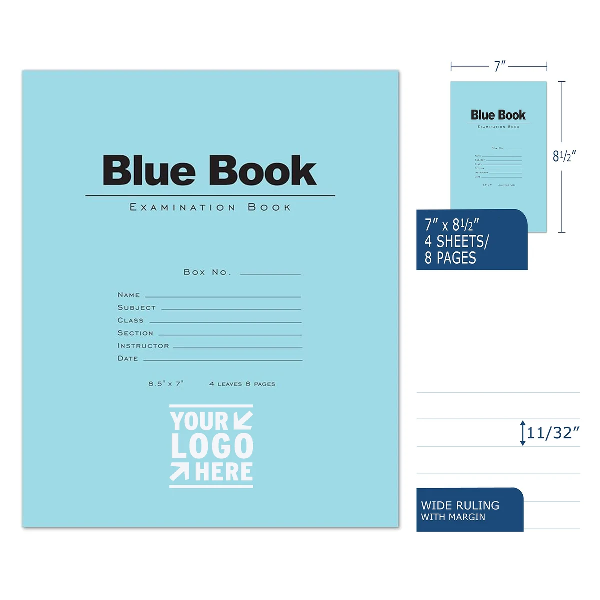 8.5" x 7" 4 Sheets Exam Book 1