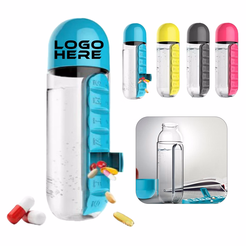 Portable Pill Organizer Water Bottle