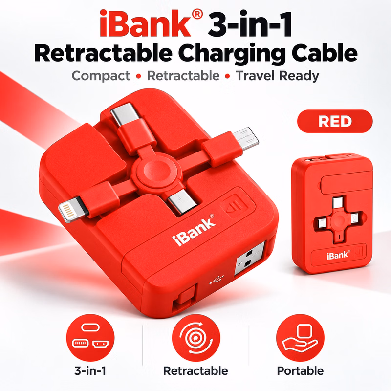 3 in 1 Charging Cable Retractable, USB Multi Charging cables