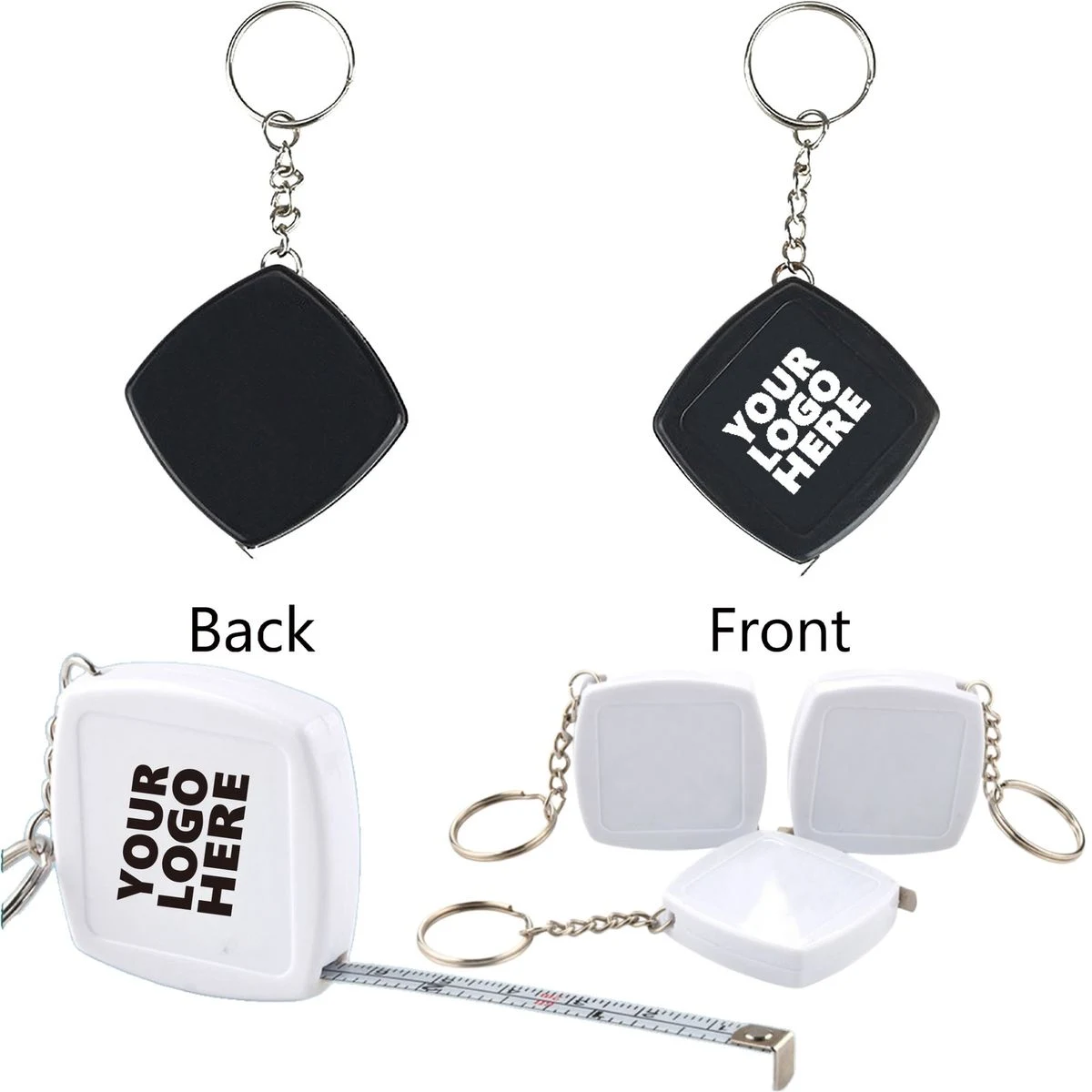 2M Mini Square Steel Tape Measure Keychain 1