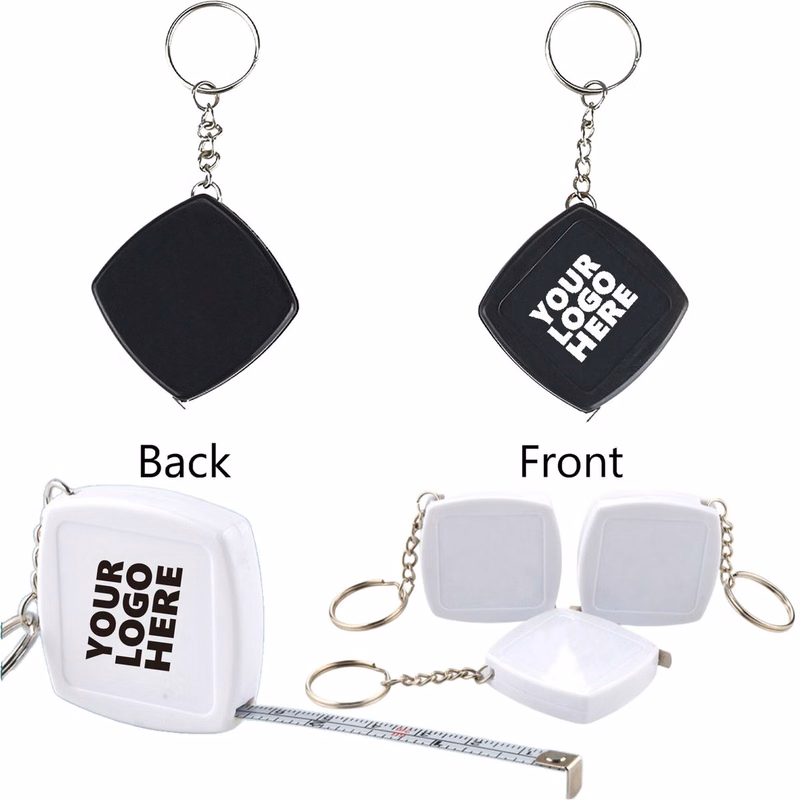 2M Mini Square Steel Tape Measure Keychain