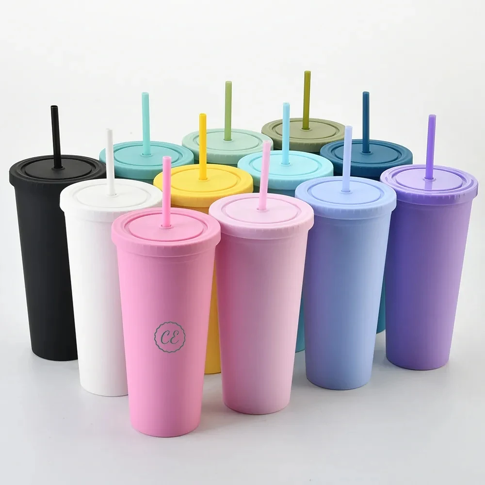24OZ Double Wall Tumbler With Lids And Straw 1