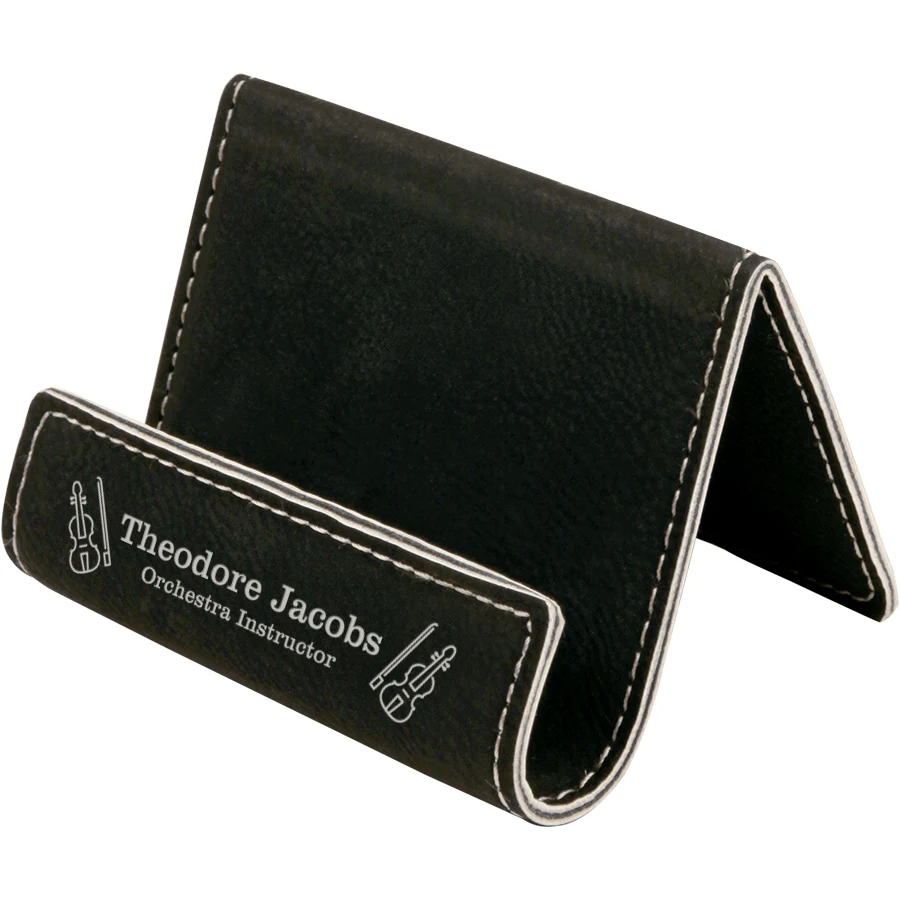 3 1/2" x 2 1/2" Black/Silver Leatherette Holder Easel 1