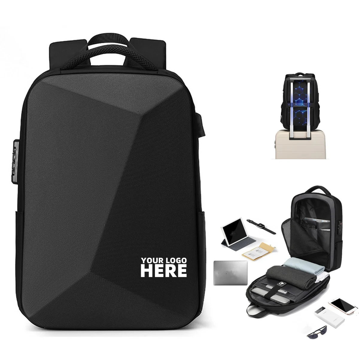 16 Inch Expandable Anti Theft Hard Shell Backpack 1