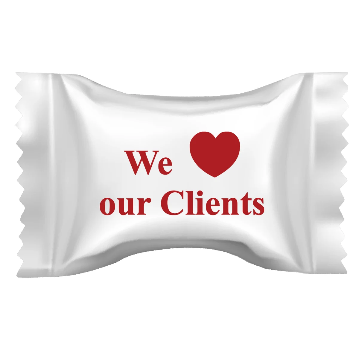 Soft Peppermints in a We Love Our Clients Wrapper 1