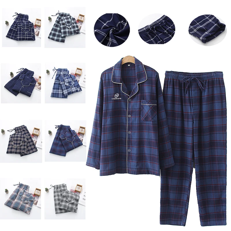 Mens Cotton Plaid Pajama Set, custom shorts with logo imprint 1