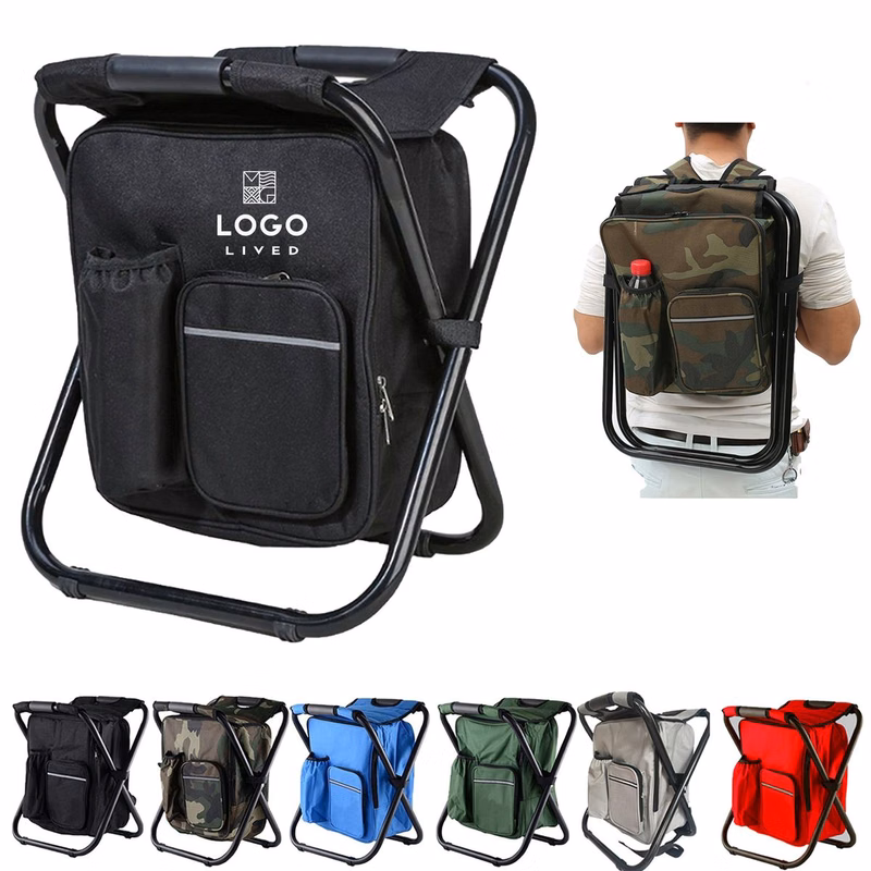 Portable Folding Stool Backpack Cooler Bag