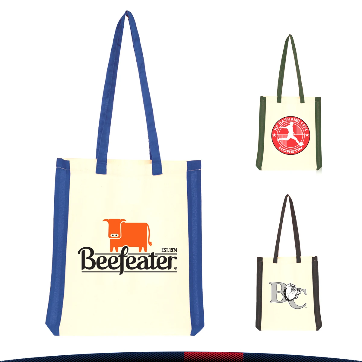 Maya Side Stripes Cotton Tote Bags, custom tote bag with logo imprint 1