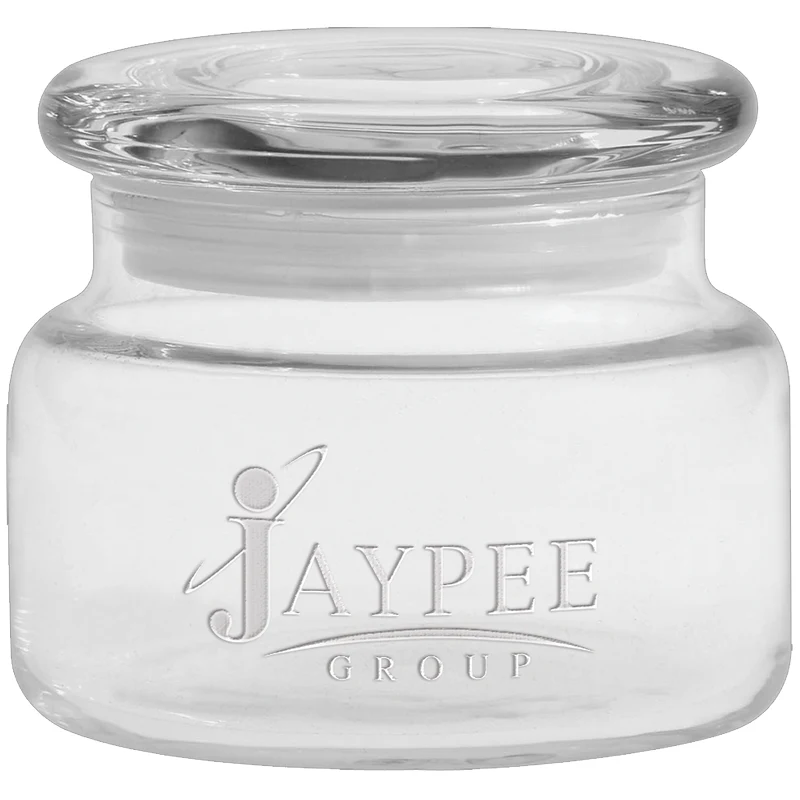8 oz. Apothecary Jar with Flat Lid - Deep Etched 1