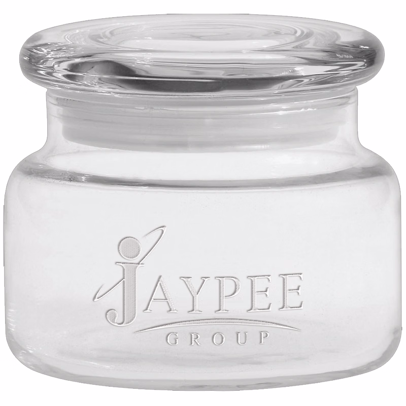 8 oz. Apothecary Jar with Flat Lid - Deep Etched