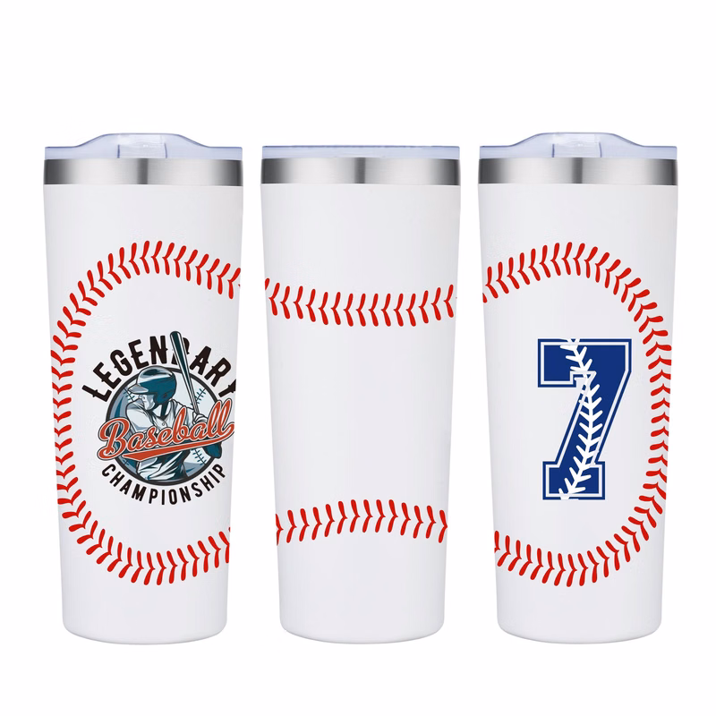 28 oz. Baseball Design Double Wall Stainless Steel Vacuum Tumbler Water Bottle