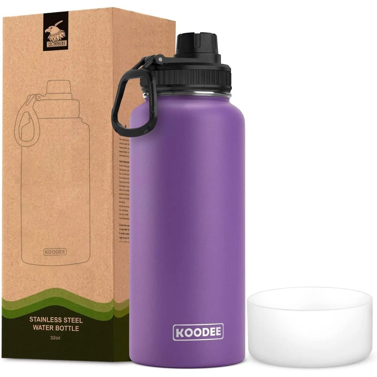 32oz Stainless Steel Double Wall Vacuum Wide Mouth Insulated Bottle w/ Spout Lid, Silicone boots, custom water bottle with logo imprint 1