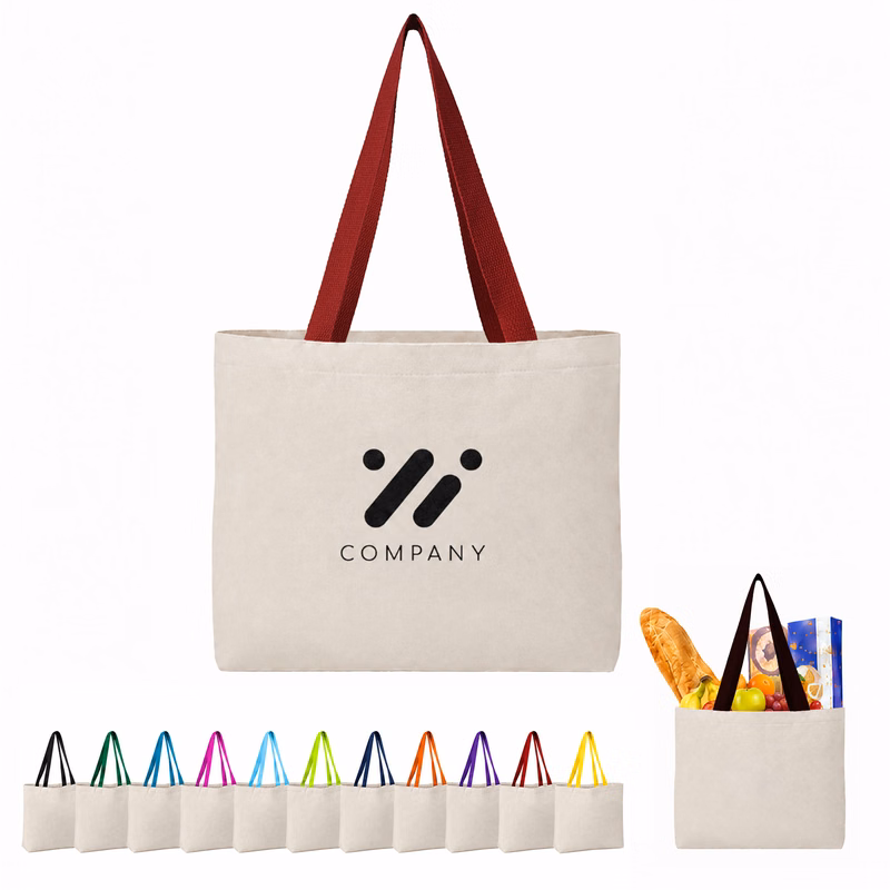 8 Oz Cotton Tote Bag with Contrast Color Web Handles