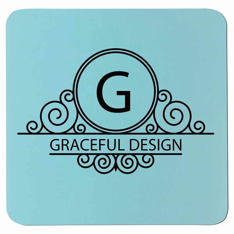 3 3/4" x 3 3/4" Square Teal/Black Silicone Coaster