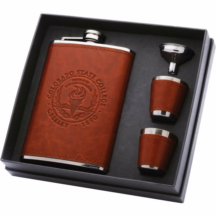 8 Oz. Leatherette Flask Gift Set