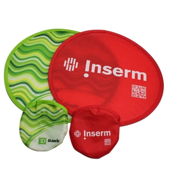 Printed Logo Collapsible Nylon Flying Disc With Pouch 1