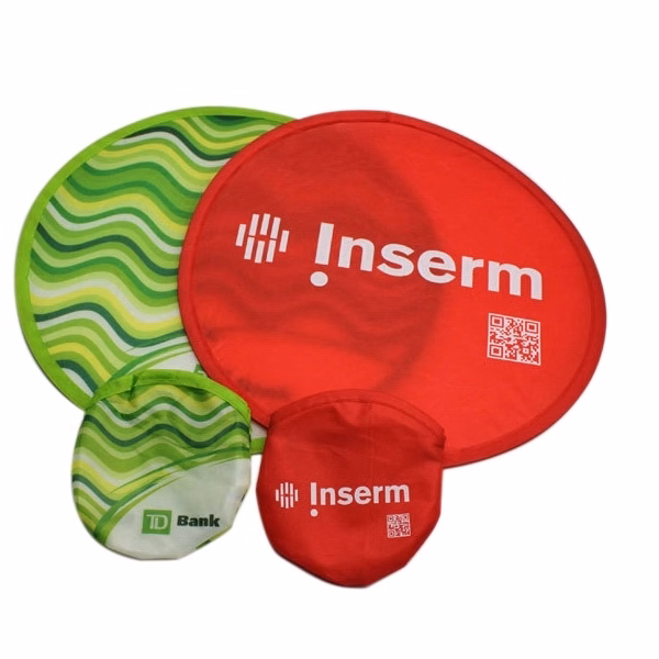 Printed Logo Collapsible Nylon Flying Disc With Pouch