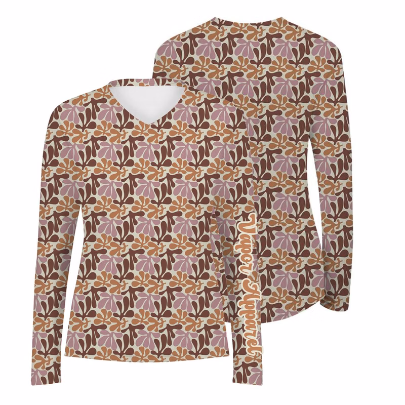 Vapor Apparel Full Sublimation Women's Lightweight V-Neck Long Sleeve Shirt