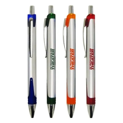 Union Printed "New Yorker" Silver Clicker Pen w/ Colored Trim 1