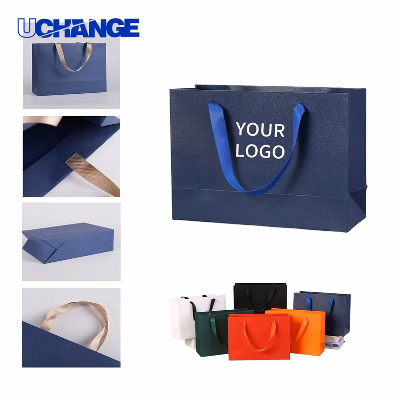 Recyclable Kraft Paper Bag with Ribbon Handles 13" x 10"