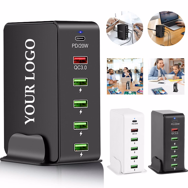 Desktop 6-Port USB Tower Charging Station