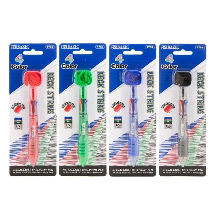 Gel Pens with Lanyard - 4 Colors Cushion Grip 1